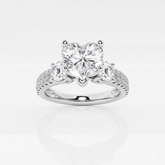 Divine Jewelry Heart Cut 1.7 Ct Excellent White Diamond Ring - 14K White Gold Plated Ring - Heart Shape Proposal Ring for Women - Valentine Gift Ring for Her - Anniversary Ring - Diamond Jewelry
