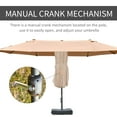 thumbnail image 6 of Outsunny Patio Umbrella 15' Steel Rectangular Outdoor Double Sided Market with base, Sun Protection & Easy Crank for Deck Pool Patio, Coffee, 6 of 10