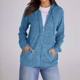 thumbnail image 4 of Sweaters for Women Long Sleeve Knitted Zip Up Hoodies Ribbed Pullover Loose Casual Sweatshirts with Pocket Blue XXL, 4 of 8