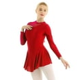 thumbnail image 5 of Aiihoo Women's Lyrical Ice Figure Ice Skating Dress Turtleneck Long Sleeve Ballet Dance Leotard Dress Red Large, 5 of 7