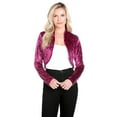thumbnail image 5 of Fashion Secrets Women's Collarless Velvet Velour Bolero Shrug Cardigan (XX-Large, Mauve), 5 of 5