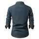 thumbnail image 4 of Blusa y camisa de manga larga con cuello vuelto para hombre, blusa holgada de poliéster con botones sólidos y cuello vuelto para hombre., 4 of 4