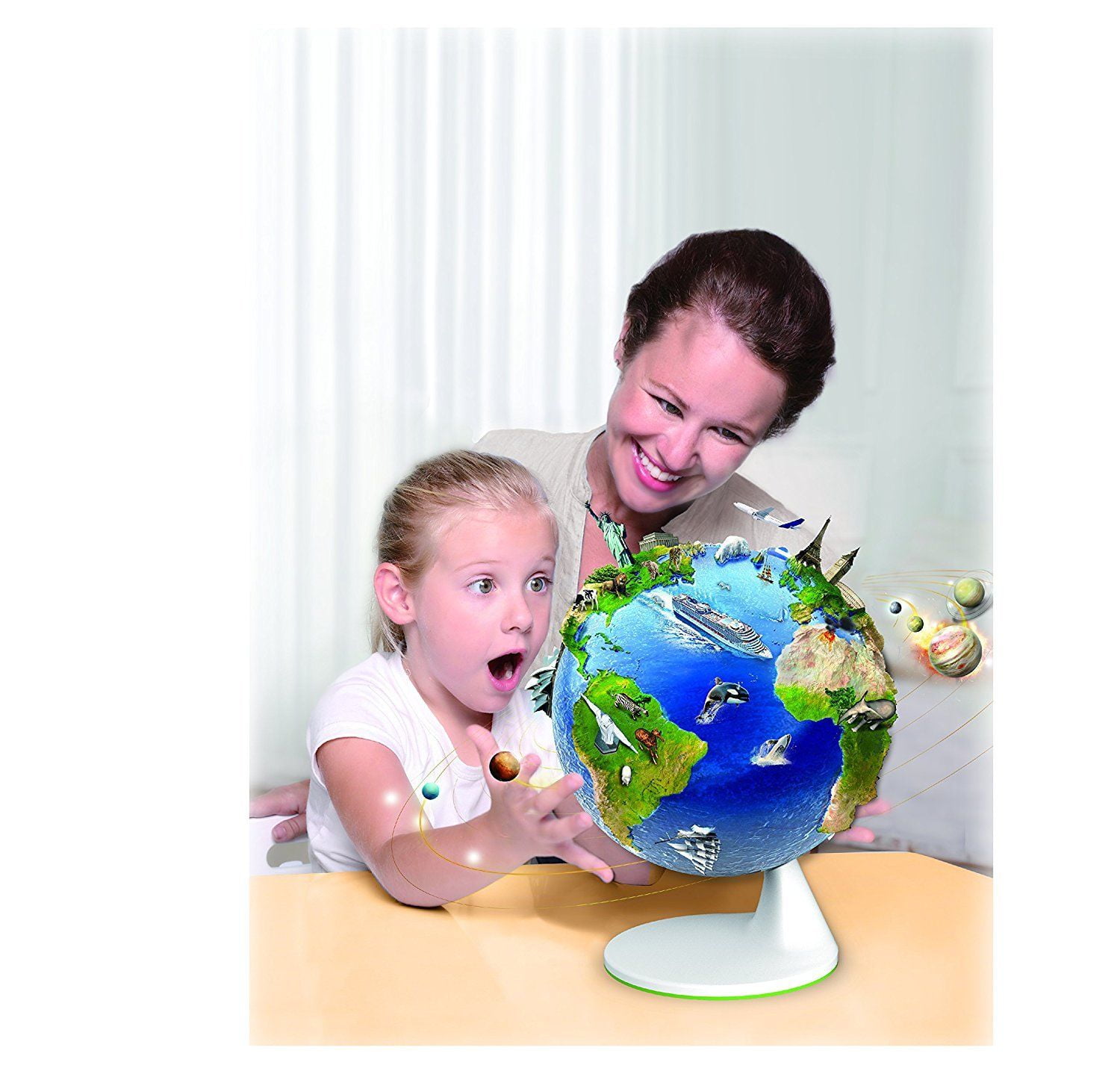 Interactive Globe for Kids Learning 5.5 Educational Rotating World Map Globes Mini Size Children Augmented Reality Learning Toy for Classroom Geography Teaching Cafe Home/&Office Decoration