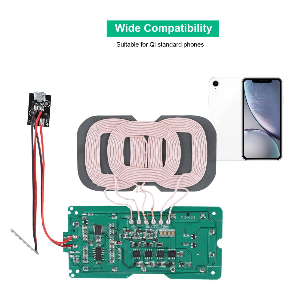 3 Coils Universal Micro Interface Multi-Level Protection Bewinner Qi Standard Wireless Charger Transmitter Module Wide Compatibility DIY Wireless Charger Parts … 