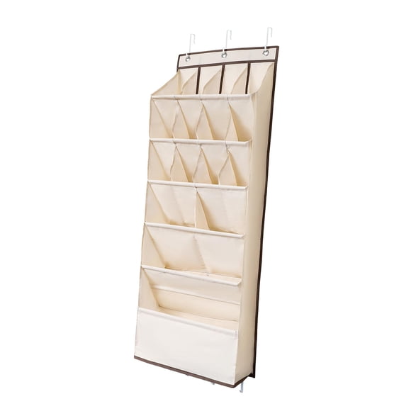 Organizador de zapatos colgante para dormitorio, bolsa de almacenamiento colgante para puerta Beige 16 rejillas