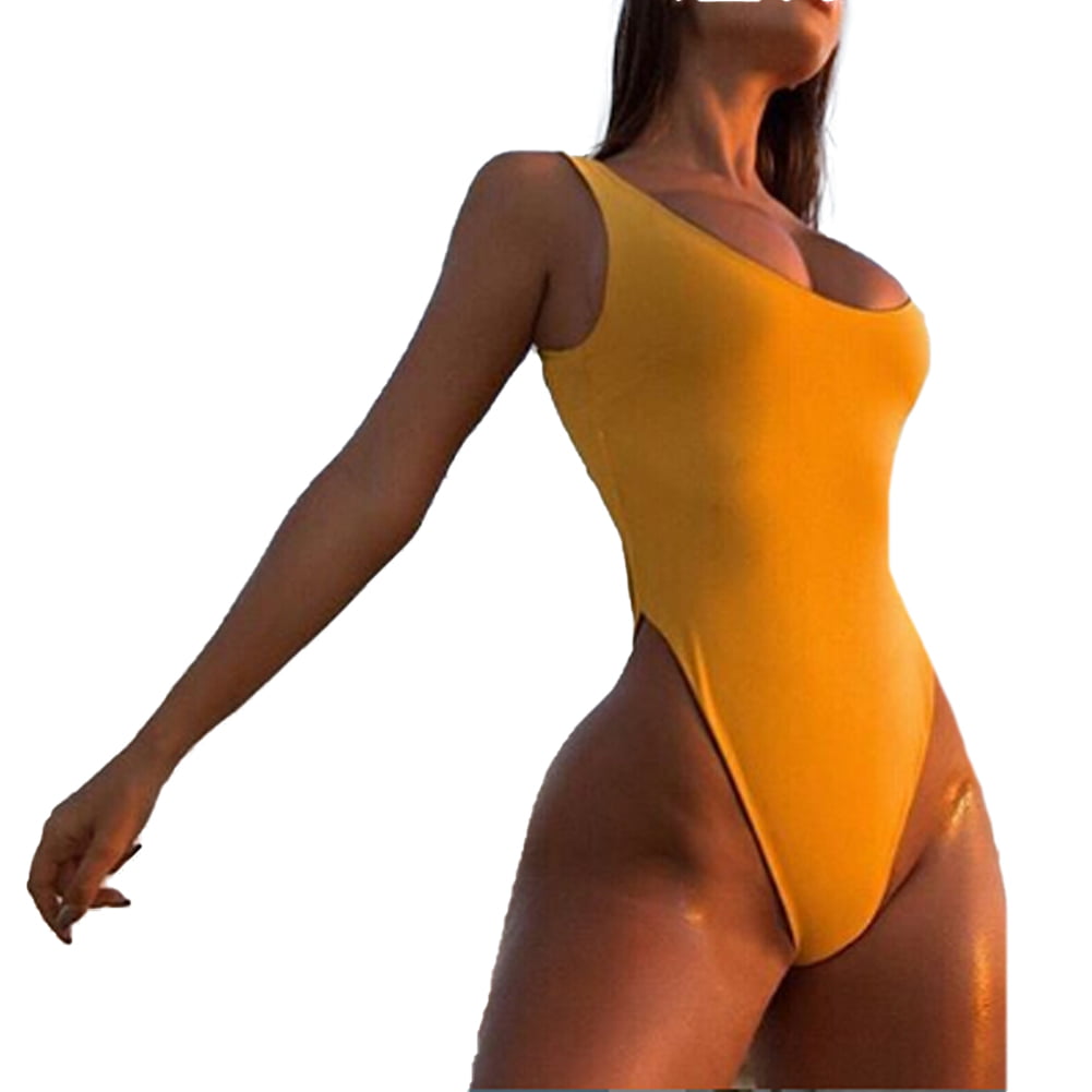 G&Kshop Womens One Piece Swimsuit Retro Straps High Cut Backless Monokini Swimwear 