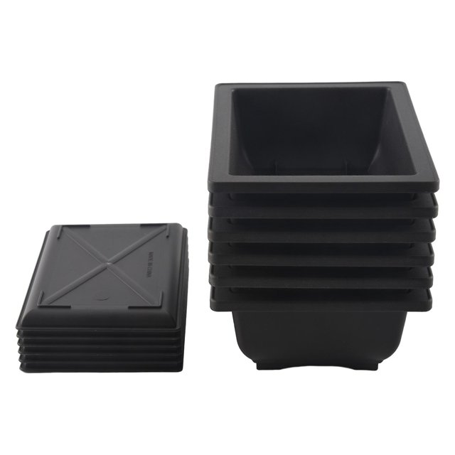 Macetas para bonsái de 6 piezas, clásicas, húmedas, con malla incorporada, para plantas, flores, hierbas, macetas cuadradas de plástico, color de imagen