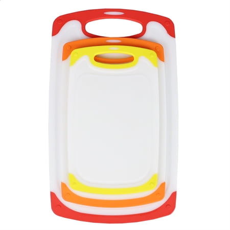Home Basics Non-Slip 3 Piece Plastic Cutting Board with Deep Juice Grooves