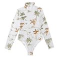 thumbnail image 3 of joogoo Palm Tree Dragonfly Women's Mock Turtle Neck Long Sleeve Bodysuit M, 3 of 8
