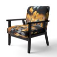 thumbnail image 3 of Designart "Golden Buttercups Yellow and Grey in Black and White III" Yellow Floral Upholstered Accent Chair - Traditional Arm Chair For Living Room, 3 of 5