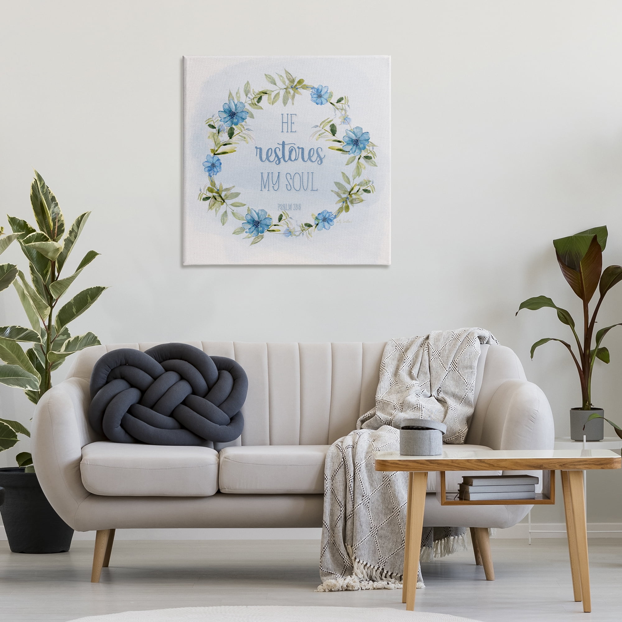 Stupell Industries Restores My Soul Proverb Religious & Spiritual Painting Wrapped Canvas Art Print Wall Art, 30 x 30