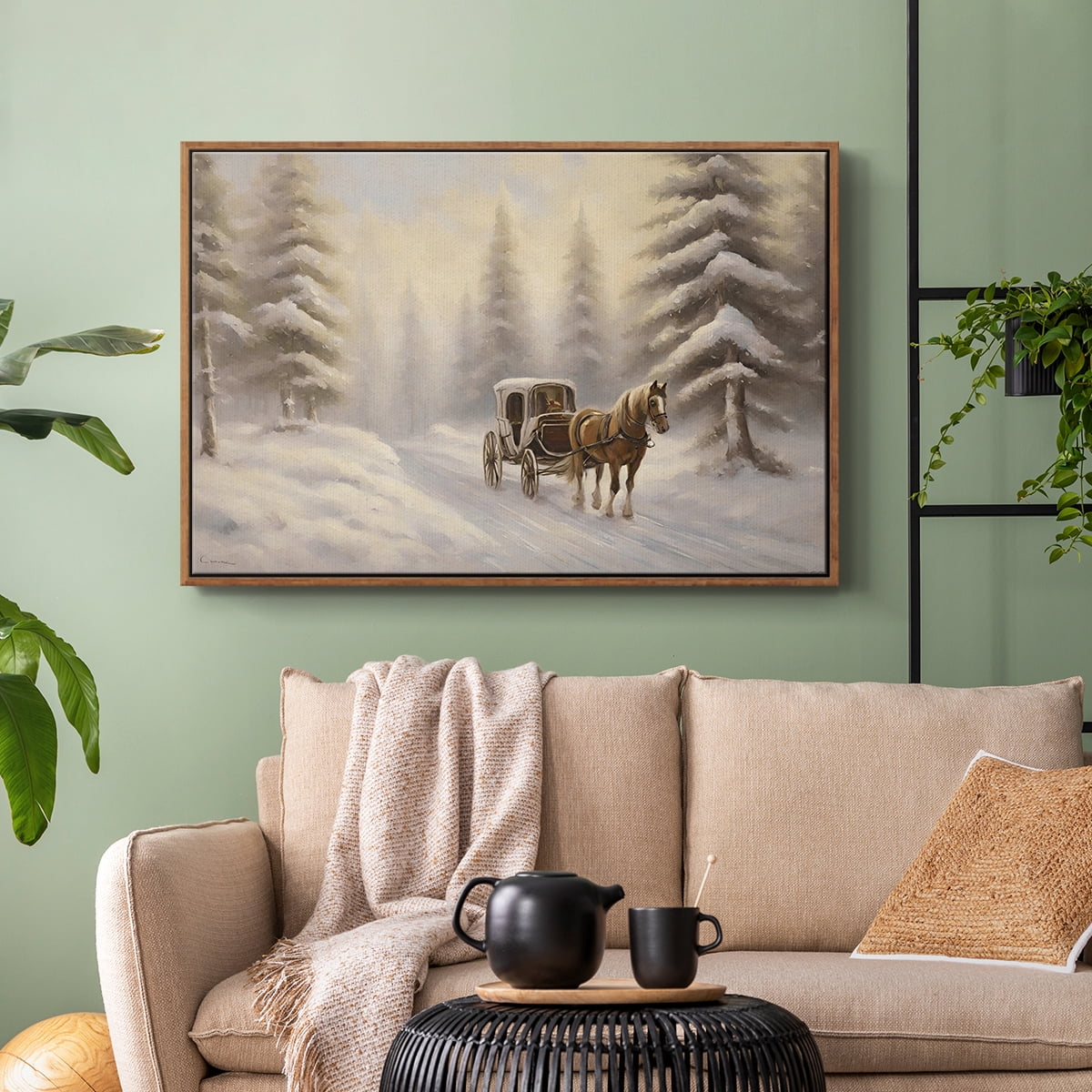 Vintage Landscape-CLXXI By Wexford Home Framed in Walnut Wood Gallery Wrapped Canvas 27 in. x 41 in.