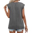 thumbnail image 2 of CALIPESSA Crewneck Trendy Ribbed Cap Sleeve Womens Tops Summer 2024 Causal Tshirt Black M, 2 of 5