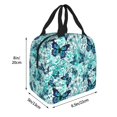 thumbnail image 2 of Yiaed Blue Floral with Butterflies Print Insulated Lunch Bag Reusable Cute Tote Lunch Box, Leakproof Cooler Lunch Bags for Work Office Travel School Picnic, 2 of 5
