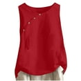 thumbnail image 2 of LYEAA Womens Tank Tops Plus Size Cotton Sleeveless Crew Neck Summer Loose Casual Tee Shirts Solid Flowy Vacation Beach Elegant Fashion Pullover Vest Breathable Soft Loungewear Going Out Clothes Red M, 2 of 5