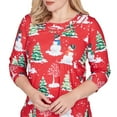 thumbnail image 4 of Alfred Dunner Womens Snowmen Printed Crewneck Top, 4 of 4