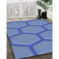 thumbnail image 3 of Ahgly Company Machine Washable Indoor Square Transitional Sky Blue Area Rugs, 7' Square, 3 of 7