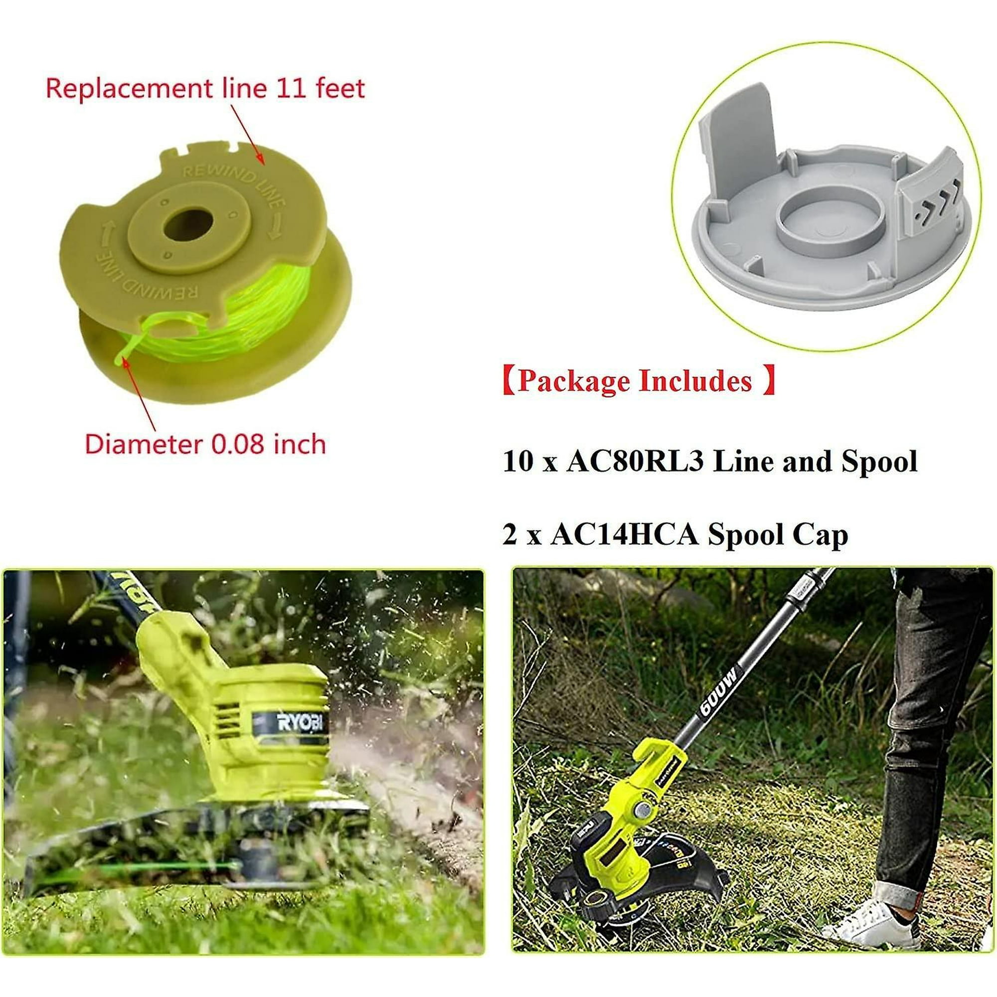 Ac80rl3 String Trimmer Replacement Spool Compatible With Ryobi One Plus Ac80rl3 18v 24v And 40v Cordless Trimmers 080 Inch Twisted Line Ac80rl3 Walmart