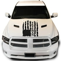 Veteran Vietnam Retired Distressed American USA US Flag Hood Vinyl Decal Sticker Compatible with most Pickup Trucks U.S. Army Sticker USAF USMC US Decal (23" x 36", Black)