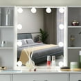 thumbnail image 6 of Caulitar Makeup Table with Mirror and Lights, 3 Light Modes, Vanity Desk with Drawers and Shelves and Cabinets, White, 6 of 9