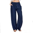 thumbnail image 4 of Pantalones anchos de lino casuales y sueltos para mujer de talla grande de Europa y América, 4 of 5