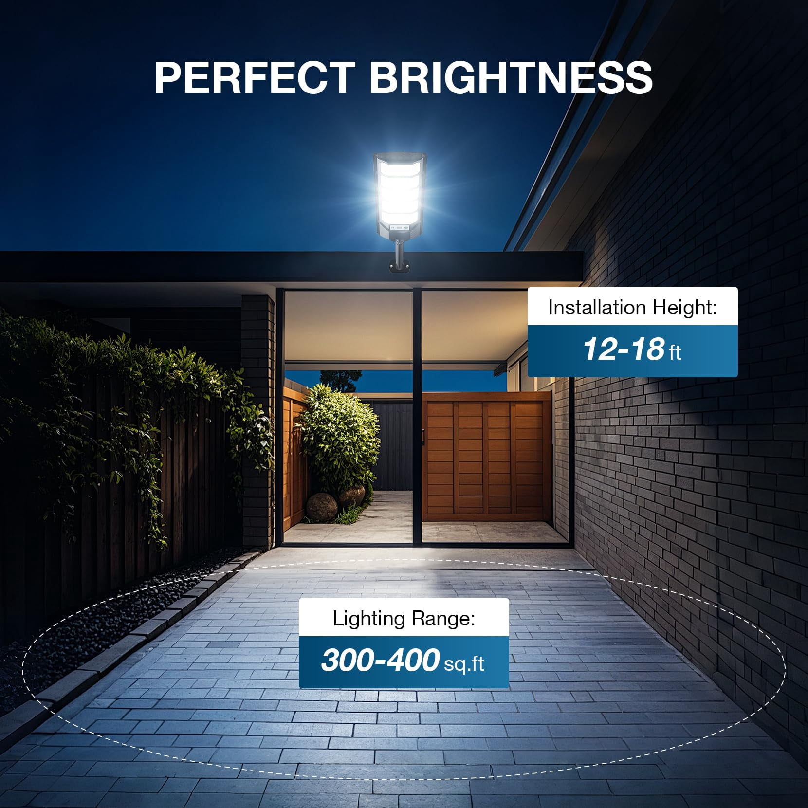 GMOX 6500K Solar Street Light Outdoor 2Pack IP65 Waterfroof 240PCS 5730LEDs, Motion Sensor with Remote Control for Parking lot, Yard,Street