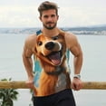 thumbnail image 6 of KLL Blue Sky Cute Dog Print Men's Muscle Gym Workout Stringer Tank Tops Bodybuilding Fitness T-Shirts Tank Tops Men-Medium, 6 of 7