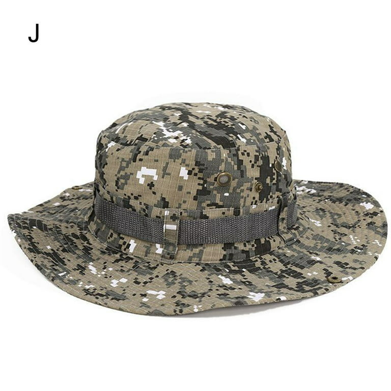 Outdoor Wide Brim Camping Hiking Sun Hat Men's Bucket Hats Military Boonie  Hat Fishing Cap COLOR J 
