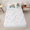 thumbnail image 3 of catabedysis Summer Fun Zipper Twin Comforter Sets with Fitted Sheet and 2 Pillowcases,Ice Cream Truck Print Zipper Bedding Set For Boys,Multicolor,Colorful Stars Reversible,4 Pieces, 3 of 7
