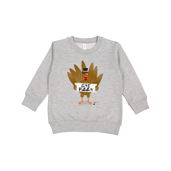 Inktastic Turkey Holding a Sign Says Eat Pizza Toddler Sweatshirt