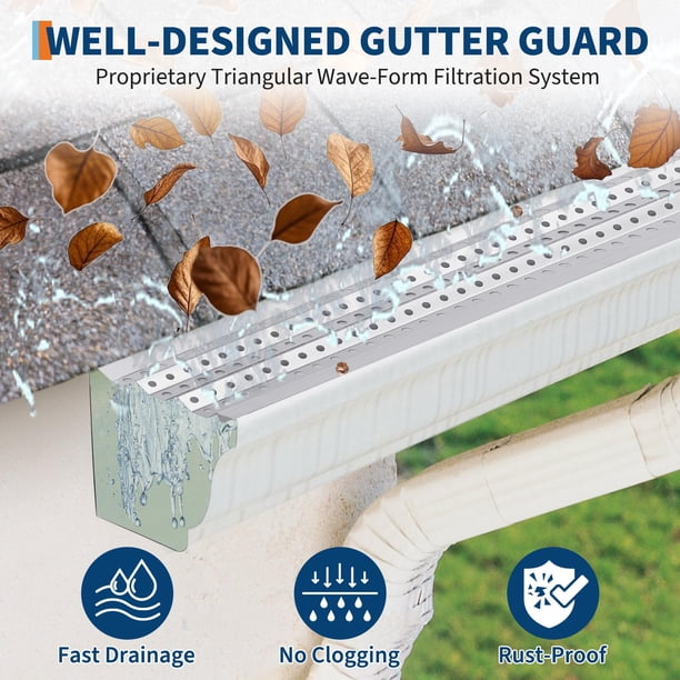 5-Inch Aluminum Gutter Guard Kit – 50FT DIY Cuttable Mesh Leaf Guard With Screws, Fits Most Residential Gutters