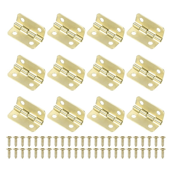 Uxcell 12-Pack Door Hinges, 5/7in (18mm) Electroplated Iron Interior Door Folding Butt Mini Hinges with Screw [Gold Tone]
