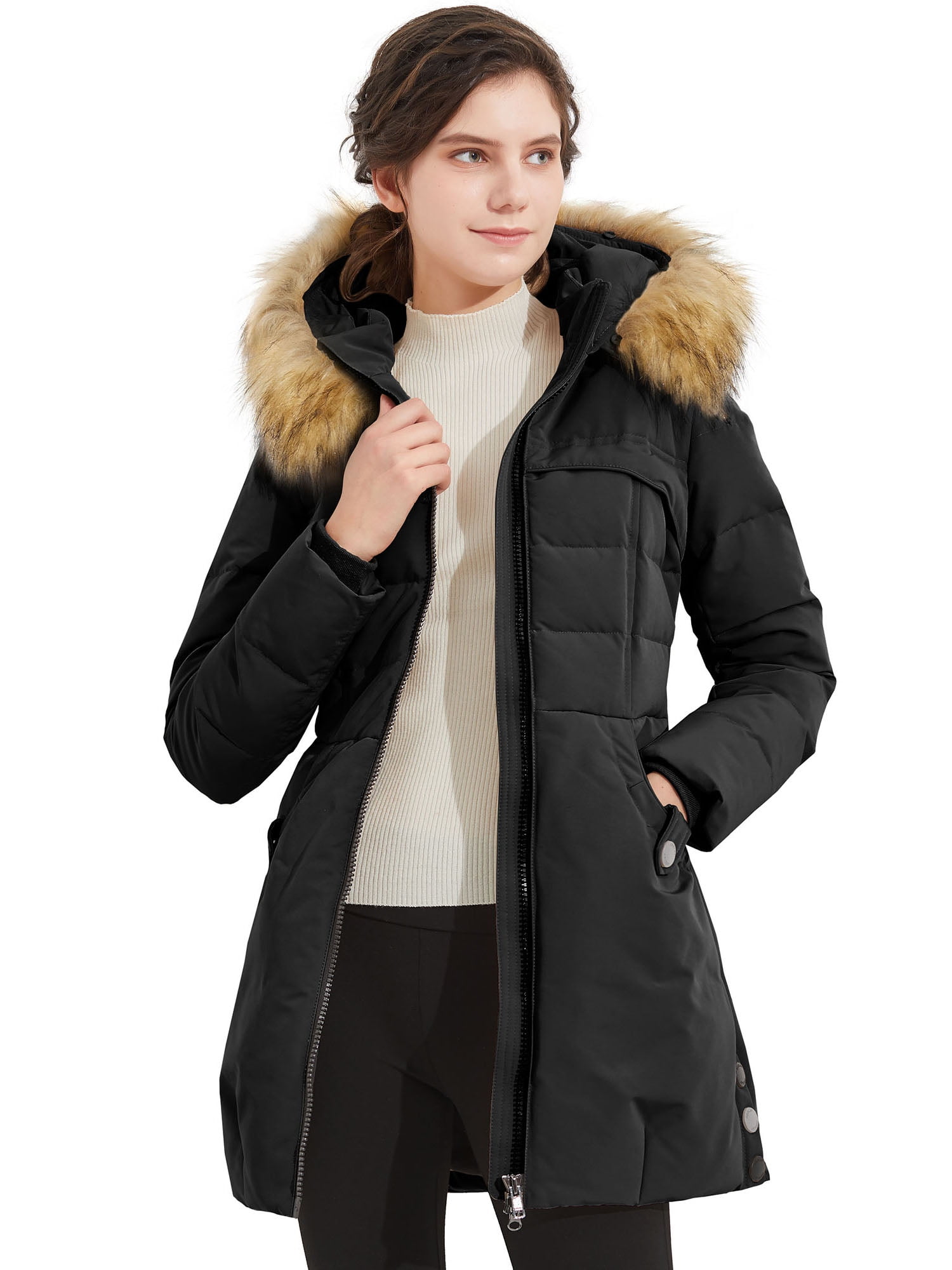 women's down parka with fur hood