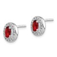 thumbnail image 2 of 925 Sterling Silver Rhod-plated Red and White CZ Oval Stud Earrings; for Adults and Teens; for Women and Men, 2 of 3