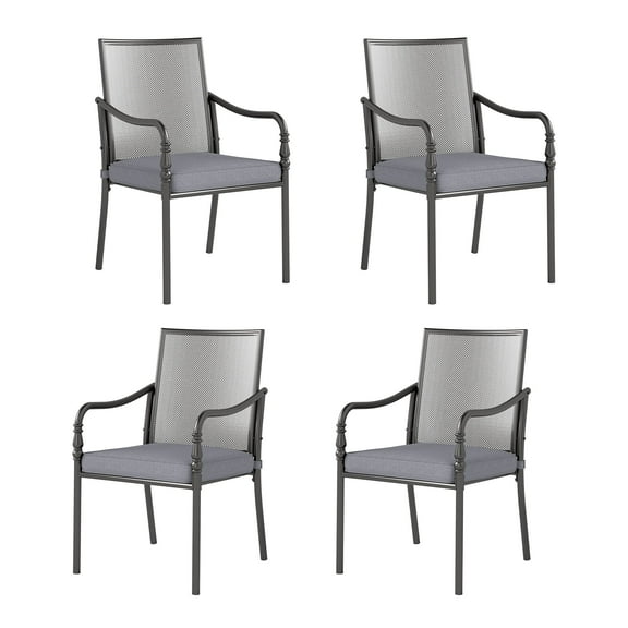 Sophia & William Metal Mesh Patio Dining Chairs with Cushions - Set of 4