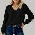 thumbnail image 2 of UJNDER Women's Solid Color Long Sleeve Knit Sweater Soft Comfortable Pullover Top for Fall Casual Outfits Black XXXL, 2 of 5