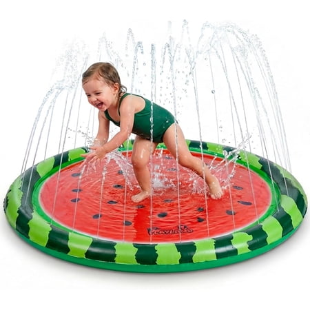 Playland Non-Slip Splash Pad Water Toy for Kids – Fun & Entertaining Toddler Outdoor Toys, Durable Easy-Setup Water Mat, Multi-Purpose Dog Splash Pad & Outdoor Toys for Toddlers 1-3, Watermelon