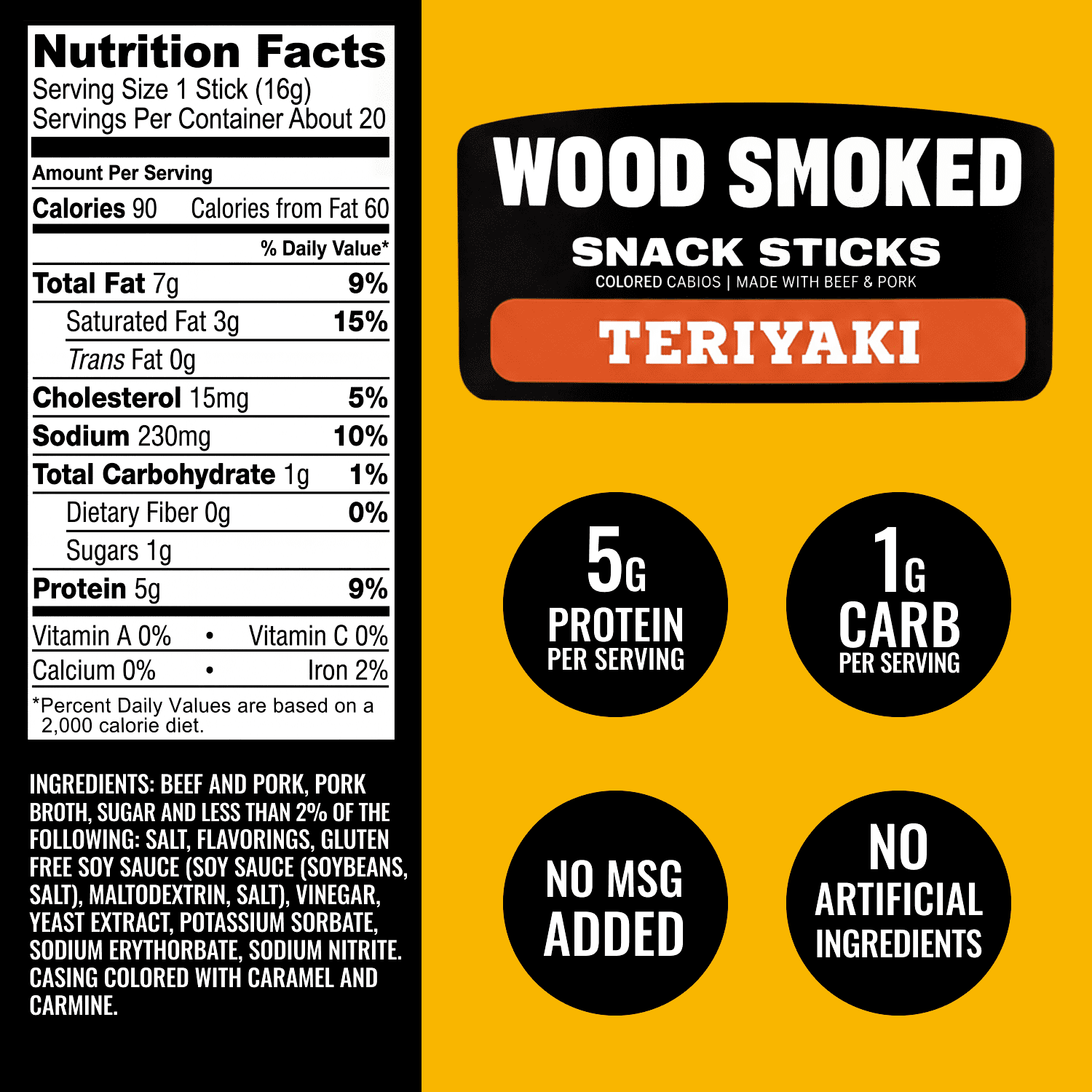 (6 pack) Tillamook Country Smoker Teriyaki Smoked Sausages, 6g Protein per Serving, 11.2 Oz Jar