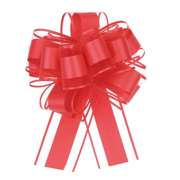5 Pcs 4 Inch Large Big Pull Bow Organza Gift Wrapping Bows Ribbon for Wedding Car Baskets Presents Christmas Bow, Red
