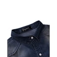 thumbnail image 4 of Kmbangi  Men's Casual Denim Shirts Solid Color Long Sleeve Lapel Button Tops for Party Spring Autumn, 4 of 9