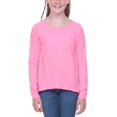 thumbnail image 2 of Kavio GJP0611 Girls 7-16 Sheer Jersey Raw Edge Raglan High Low Long Sleeve-Ht.Charcoal-XL, 2 of 3