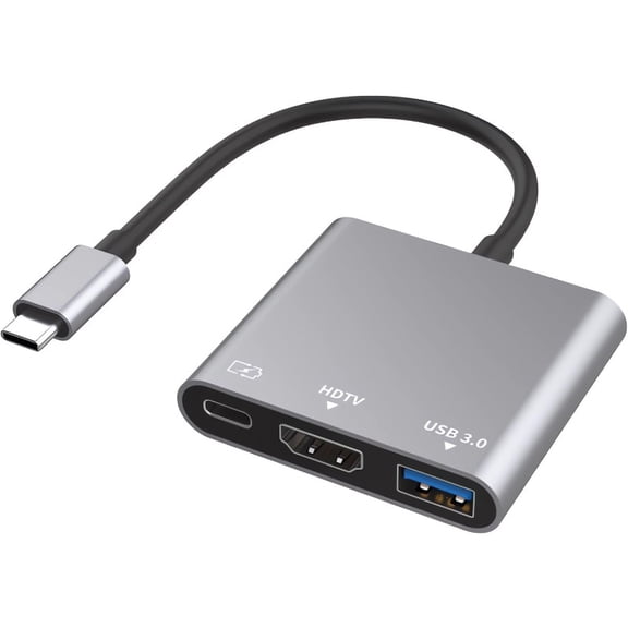 USB C Hub, USB-C Digital Multiport Adapter with 4K HD Output/USB-C Fast Charging Port and USB 3.0 Port, Compatible with MacBook Pro M1/16-20 Air M1/18-20 iMac, XPS, Laptops