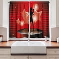 thumbnail image 2 of Ambesonne Popstar Party Kitchen Curtains, Woman Singer Star, 55"x39", Red Coral Black, 2 of 3