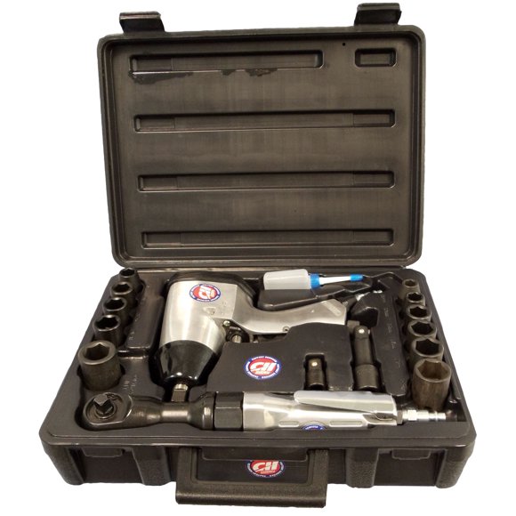 CAMPBELL HAUSFELD 1/2" & 3/8" AIR IMPACT SOCKET SET WITH RUGGED CARRY CASE