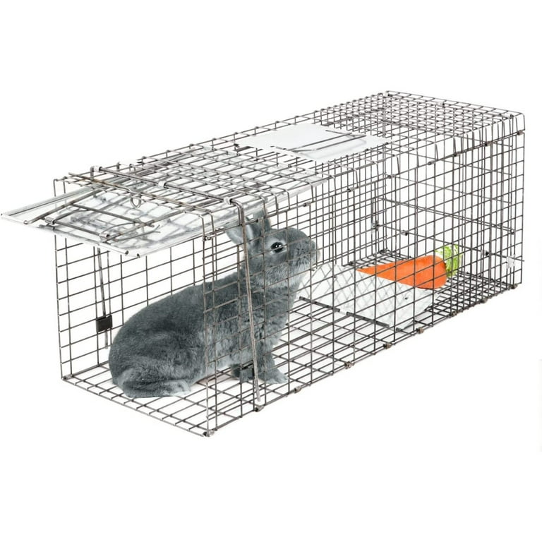 Humane Small Live Animal Trap Control Steel Cage 32x12.5x12 Raccoon  Skunk Cat