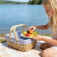 thumbnail image 5 of VMWMSSR Picnic Basket With Removable Liner, Portable Handmade Water Hyacinth Basket With Wooden Handles, Empty Gift Baskets For Food Storage Outdoor Adventures White-37.5cm, 5 of 8