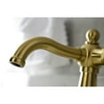 thumbnail image 4 of Kingston Brass KSD154BXBB Nautical One-Handle Single-Hole Bathroom Faucet with Deck Plate and Push Pop-Up Drain, Brushed Brass, 4 of 7