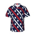 thumbnail image 2 of Xecao Patriotic Star print Hawaiian shirt - a stylish short-sleeve button-down for men, perfect for casual beach and tropical outings., 2 of 9
