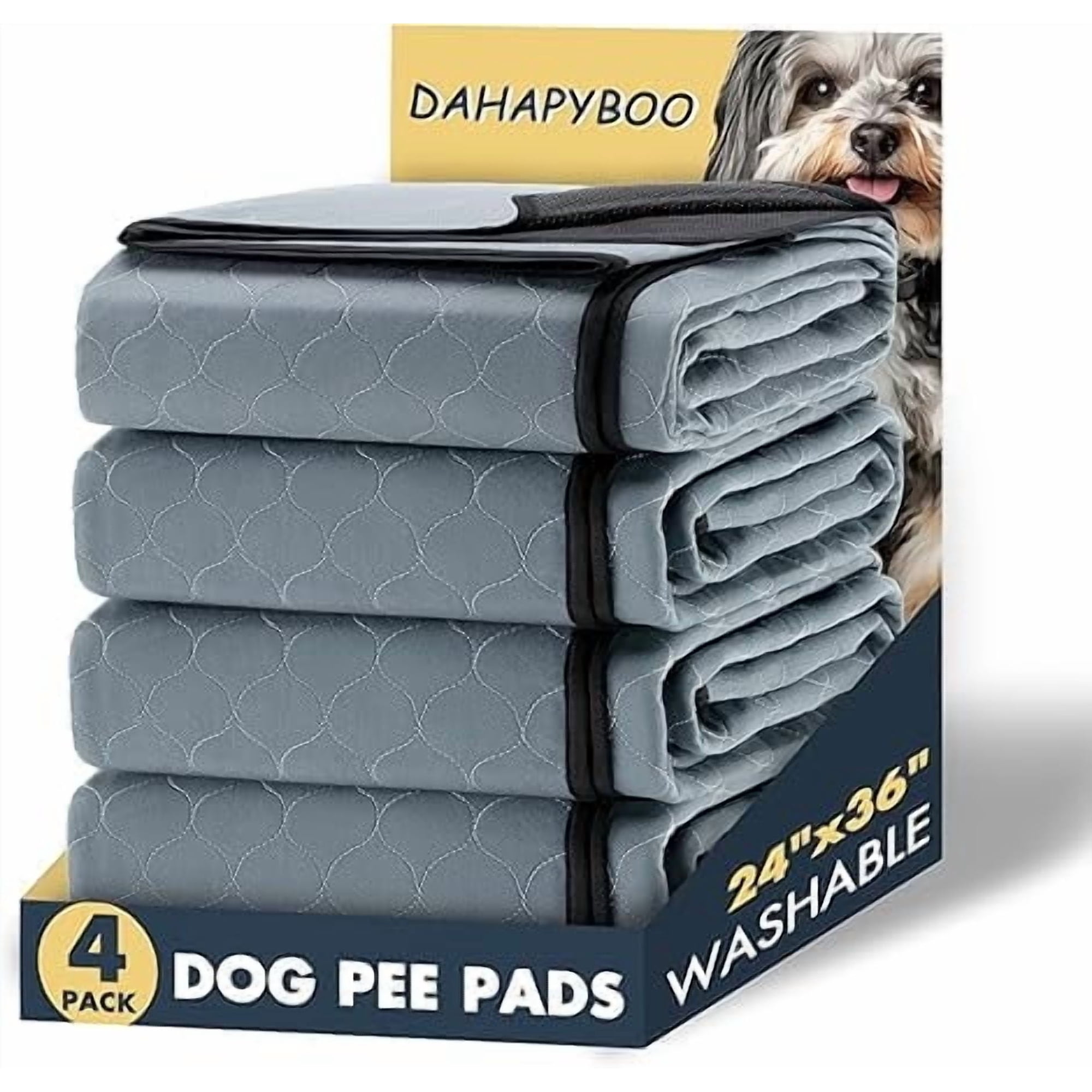 Washable Pee Pads for Dogs,4Pack Reusable Puppy Pads for Dogs,24x36 Non-Slip Waterproof Pet Training Pads for Crate, Playpen, Bed, Sofa,Whelping Box, Potty Training