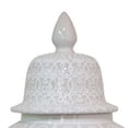 thumbnail image 2 of Benjara Deni 33 Inch Temple Jar, Removable Lid, Carved Pattern, Ceramic, White, 2 of 5